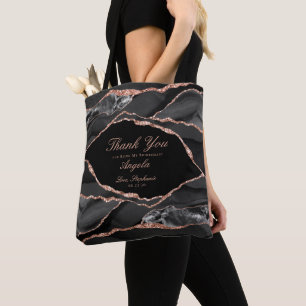 Black Roos Gold Foil Agate Weddenschap Bedankt Tote Bag