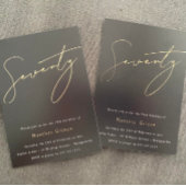 Black & Roos Gold Foil Script 70e verjaardag Folie Uitnodiging