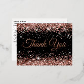 Black Roos Gold Glitter 40th Birthday Hartelijk da Folie Uitnodiging Briefkaart (Voorkant / Achterkant)