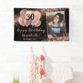 Black Roos Gold Glitter Ballon Foto Birthday Spandoek (Insitu)