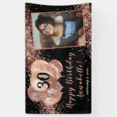 Black Roos Gold Glitter Ballon Foto Birthday Spandoek (Verticaal)
