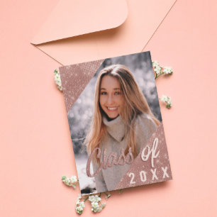 Black Roos Gold Glitter Border Photo Afstuderen Kaart