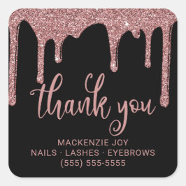 Black Roos Gold Glitter-schijven Business Hartelij Vierkante Sticker