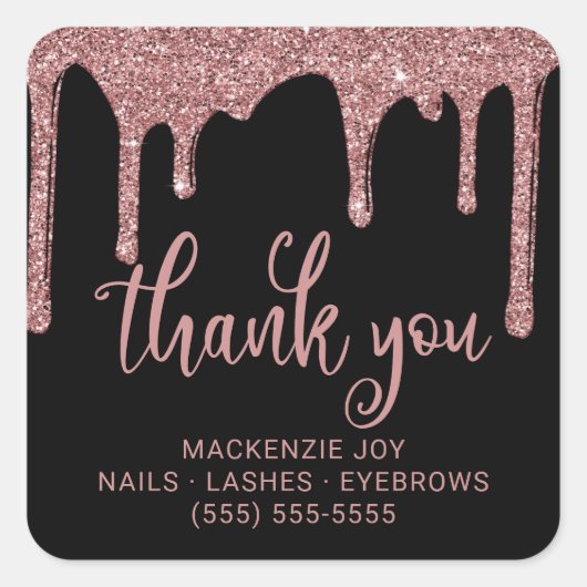 Black Roos Gold Glitter-schijven Business Hartelij Vierkante Sticker (Voorkant)