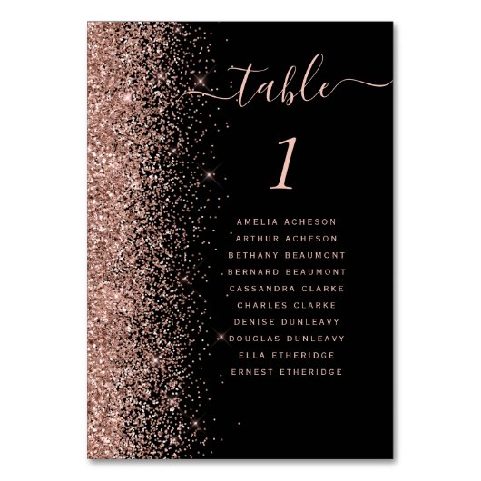 Black Roos Gold Glitter Wedding Kaart (Voorkant)