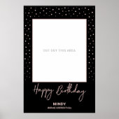 Black & Roos Gold Happy Birthday Photo Lijst Prop Poster (Voorkant)