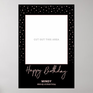 Black & Roos Gold Happy Birthday Photo Lijst Prop Poster
