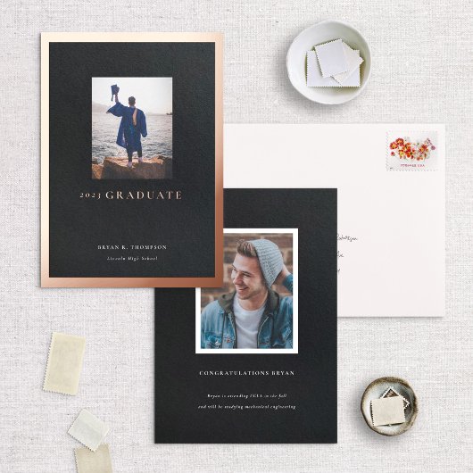 Black Roos Gold Lijst Afstuderen Aankondiging Kaar