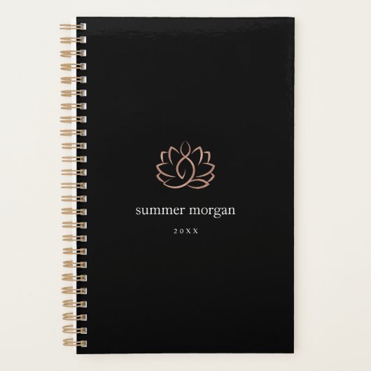 Black & Roos Gold Lotus Logo Planner (Voorkant)