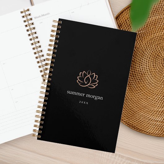 Black & Roos Gold Lotus Logo Planner