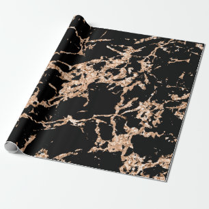 Black Roos Gold Marble Strokes Stone Elegant Cadeaupapier
