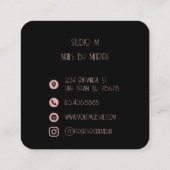 Black Roos Gold Monogram Nail Artist Vierkante Visitekaartje (Achterkant)