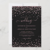 Black Roos Gold Pink Glitter Wedding Kaart (Voorkant)