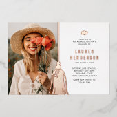 Black Roos Gold Tassel Photo Graduparty Folie Uitnodiging (Voorkant)