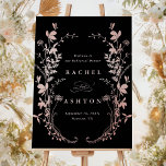Black & Roos Gold Wildflower repetitie diner Poster<br><div class="desc">Dit elegante repetitiediner zwarte trouwbord is voorzien van faux roos gouden folie wilde bloemen silhouet als een krans. Voor meer geavanceerde aanpassing van dit ontwerp,  klikt u op de BLUE DESIGN TOOL BUTTON hierboven! Overeenkomende objecten zijn ook beschikbaar.</div>