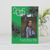 Black Roos Green Gothic Afstuderen kondiging Kaart (Staand voorkant)