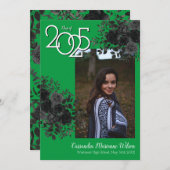 Black Roos Green Gothic Afstuderen kondiging Kaart (Voorkant / Achterkant)