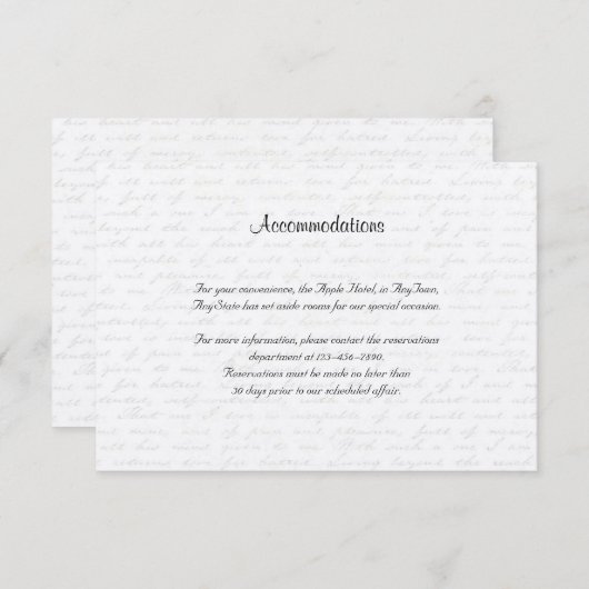 Black Roos Love Letter Wedding Insert Informatiekaartje (Voorkant / Achterkant)