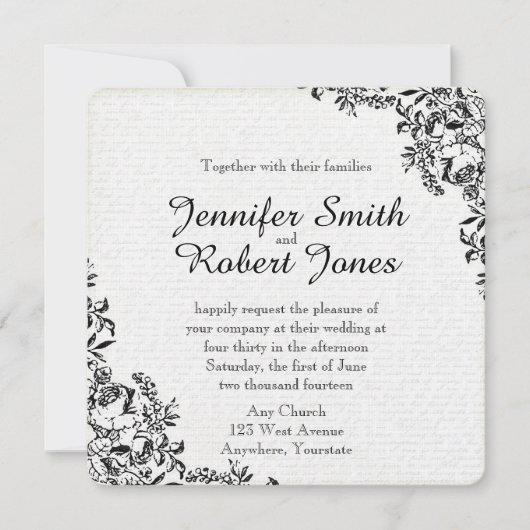 Black Roos Love Letter Wedding Invitation Kaart (Voorkant)