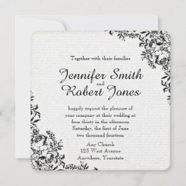 Black Roos Love Letter Wedding Invitation Kaart