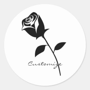 Black Roos Valentijn Flower Thunder_Cove Ronde Sticker