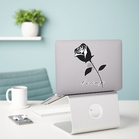 Black Roos Valentijn Flower Thunder_Cove Sticker (Laptop op bureau)