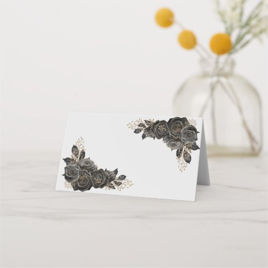 Black Roos Wedding Place Cards Plaatskaartje (Achterkant)