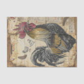 Black Rooster and Chicks Decoupage Tissuepapier (Voorkant)