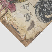 Black Rooster and Chicks Decoupage Tissuepapier (Detail)