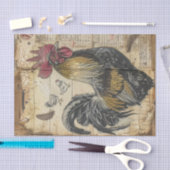 Black Rooster and Chicks Decoupage Tissuepapier (Craft)