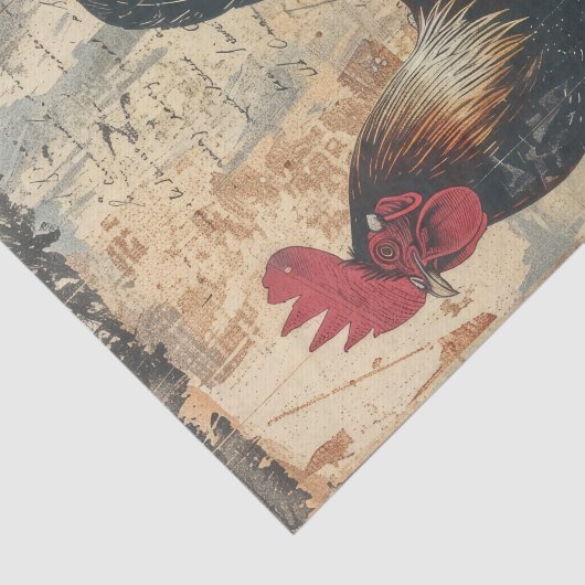 Black Rooster Chicken Boerderij Animal Decoupage Tissuepapier (Detail)