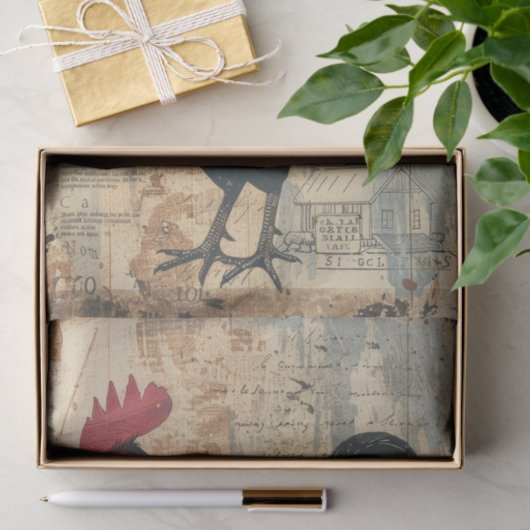 Black Rooster Chicken Boerderij Animal Decoupage Tissuepapier (Geschenk)