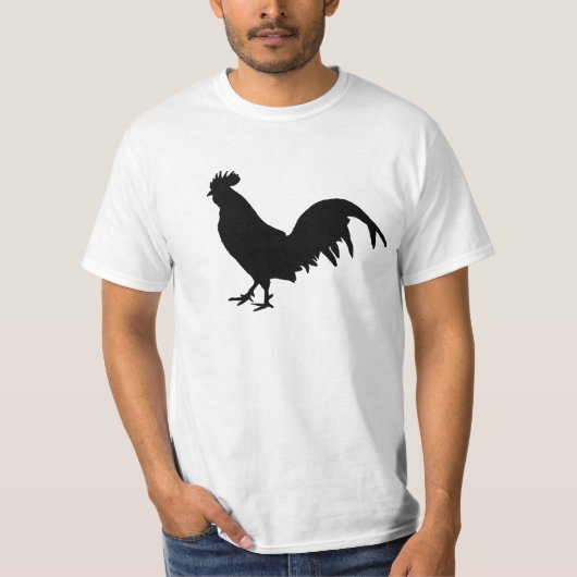Black Rooster Cocrek Chicken Silhouette T-shirt (Voorkant)