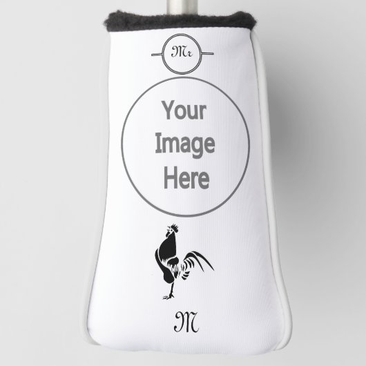 Black Rooster Croting the Good Morning Alarm Golfheadcover (Draai 90)