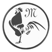 Black Rooster Croting the Good Morning Alarm Hockey Puck (Voorkant)