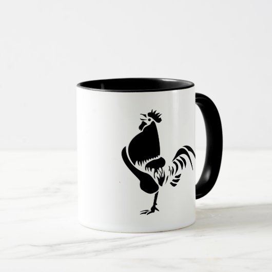 Black Rooster Croting the Good Morning Alarm Mok (Voorkant rechts)