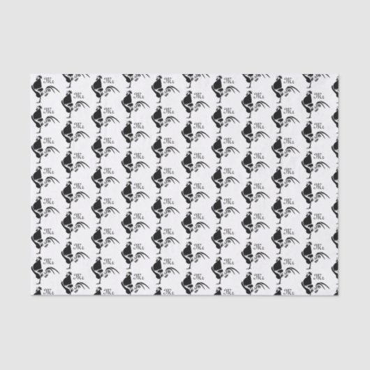 Black Rooster Croting the Good Morning Alarm Tissuepapier (Voorkant)