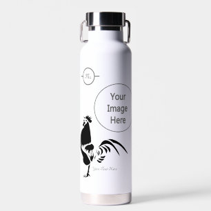 Black Rooster Croting the Good Morning Alarm Waterfles