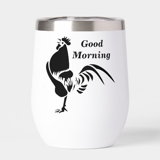 Black Rooster Crowing Silhouette (Achterkant)