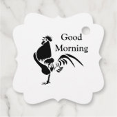 Black Rooster Crowing Silhouette Bedankjes Labels (Achterkant)
