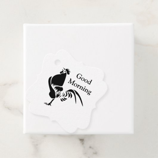 Black Rooster Crowing Silhouette Bedankjes Labels (In situ)