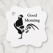 Black Rooster Crowing Silhouette Bedankjes Labels (Voorkant)