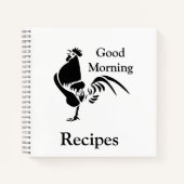Black Rooster Crowing Silhouette Breakfast Recipes Notitieboek (Voorkant)