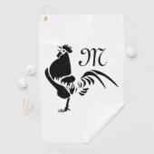 Black Rooster Crowing Silhouette Golfhanddoek (Insitu)
