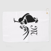 Black Rooster Crowing Silhouette Golfhanddoek (Horizontaal)