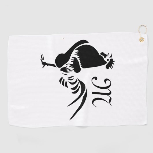 Black Rooster Crowing Silhouette Golfhanddoek (Horizontaal)