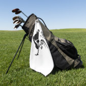 Black Rooster Crowing Silhouette Golfhanddoek (Groen)