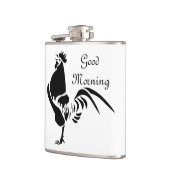 Black Rooster Crowing Silhouette Heupfles (Links)