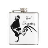 Black Rooster Crowing Silhouette Heupfles (Voorkant)