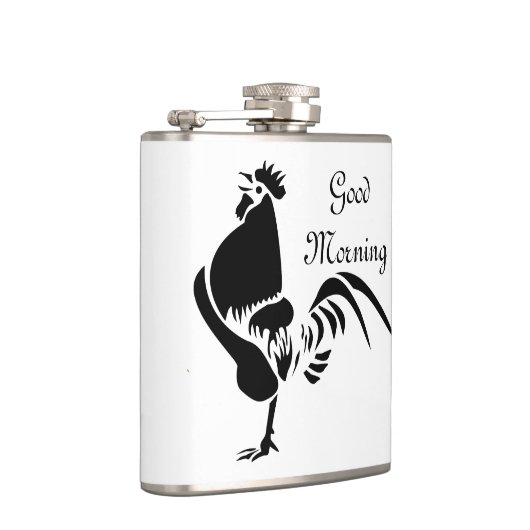 Black Rooster Crowing Silhouette Heupfles (Rechts)